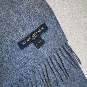 100% Cashmere Scarf Gray Fringe Stewart of Scotland classicore